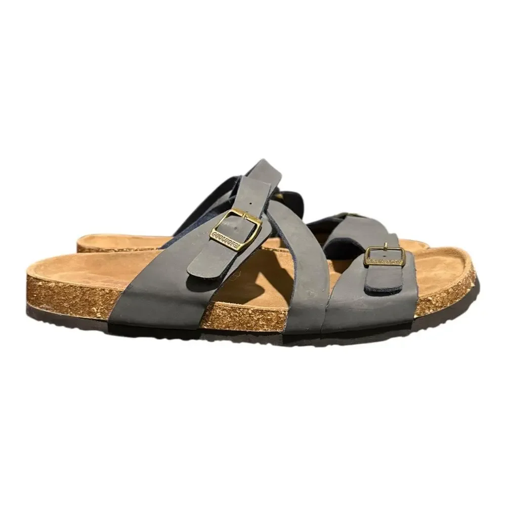 Guoluofei Men’s German Gray Brown Leather Strappy Sandals EU Size 46 US 12  12.5